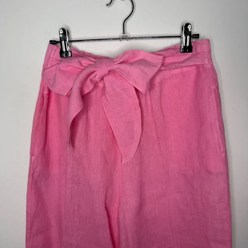 Zara Linen Pink Belted Pants M